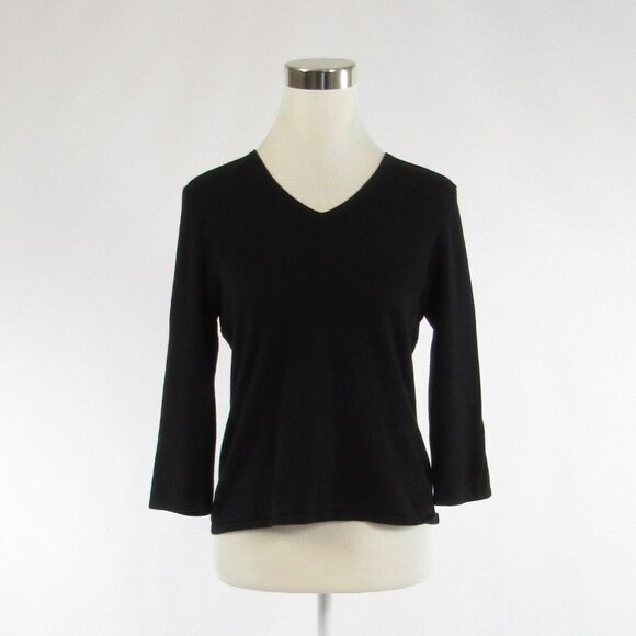 Black SPENSE 3/4 sleeve V-neck sweater size S - Picture 1 of 8